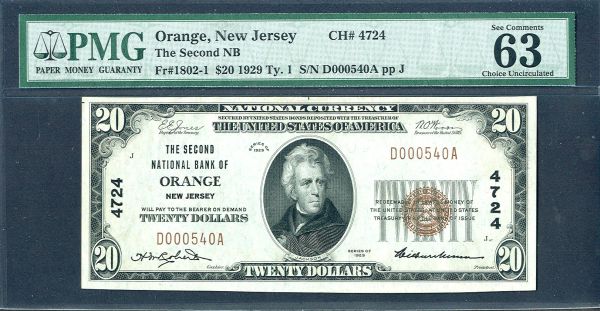 N.J., Orange, Charter #4724, ChCU PMG-63-EPQ